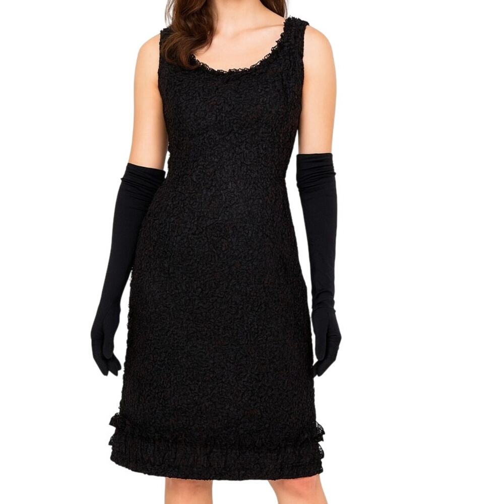 Vintage 50s 60s Bullocks Wilshire Wynshire Sleeveless Cocktail Dress Ribbon